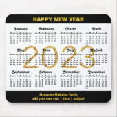 2023 Calendar Modern Gold Black Script Minimalist Muismat (Voorkant)