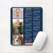 2023 Calendar Navy Coral Gold Family Foto Collage Muismat (Met muis)