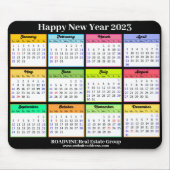 2023 Calendar Simple White Black Script Business Muismat (Voorkant)