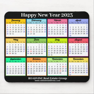 2023 Calendar Simple White Black Script Business Muismat