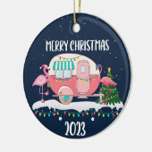 2023 Camper Flamingo Kerstornament Keramisch Ornament (Links)