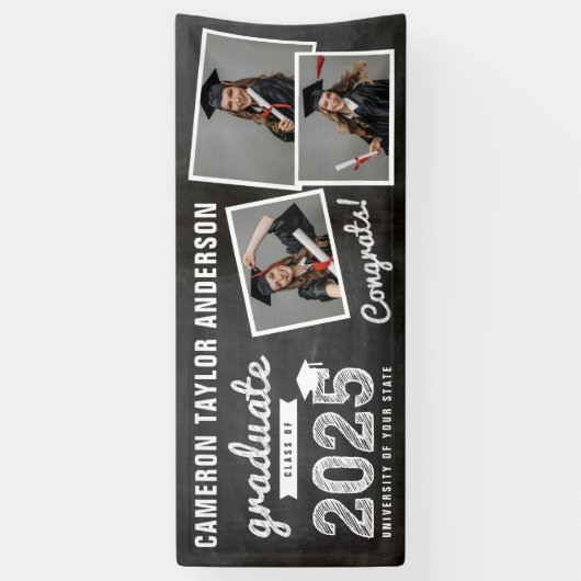 2023 Chalkboard Schets 3 Foto Collage Afstudeerder Spandoek (Verticaal)