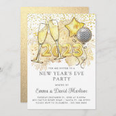 2023 Champagne Balloons Glitter Kaart (Voorkant / Achterkant)