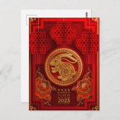 2023 Chinees nieuwjaar konijn Briefkaart (Voorkant / Achterkant)