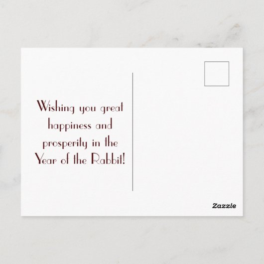 2023 Chinees nieuwjaar konijn Briefkaart (Achterkant)