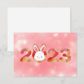 2023, Chinees nieuwjaar, konijnenuitnodiging Kaart (Voorkant / Achterkant)