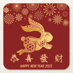 2023 Chinees nieuwjaarsprek voor zodiac konijn Kartonnen Onderzetters