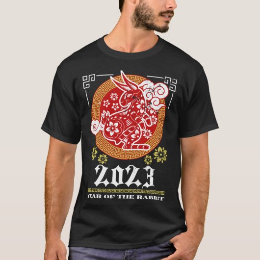 2023 Chinees Zodiac Rabbit Design Retro T-shirt (Voorkant)