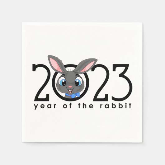 2023 Chinese Cartoon Rabbit Napkins nieuwjaars Servet (Voorkant)