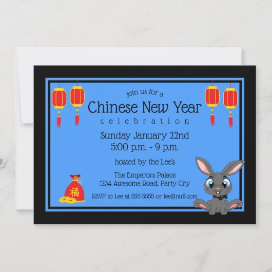2023 Chinese nieuwjaarskonijn Cartoon Kaart (Voorkant)