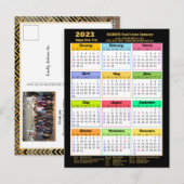 2023 Corporate Black Gold Modern Calendar Photo Briefkaart (Voorkant / Achterkant)