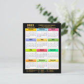 2023 Corporate Black Gold Script Modern Calendar Briefkaart (Staand voorkant)