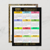 2023 Corporate Black Gold Script Modern Calendar Briefkaart (Voorkant / Achterkant)