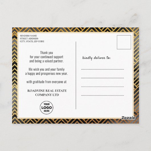 2023 Corporate Black Gold Script Modern Calendar Briefkaart (Achterkant)