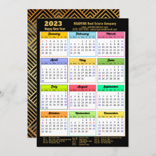2023 Corporate Photo Gold Script Modern Calendar Feestdagenkaart