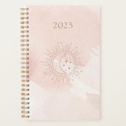 2023 Cosmos Planner | Lichtroze maan & Star (Voorkant)