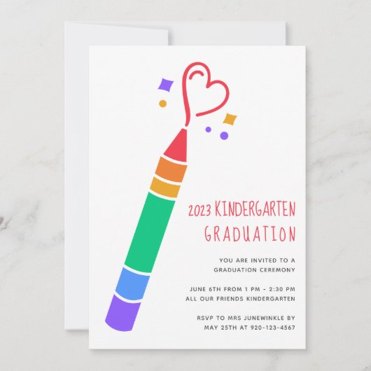 2023 Crayon Kindergarten Afstuderen Kaart (Voorkant)