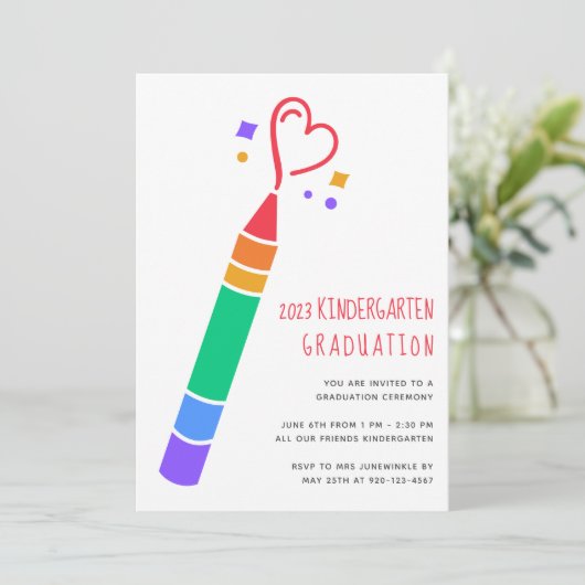 2023 Crayon Kindergarten Afstuderen Kaart (Staand voorkant)