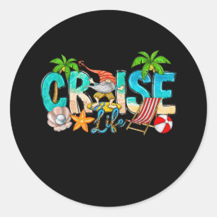 2023 Cruise Life Familie Vakantie Strand Gnome Mat Ronde Sticker
