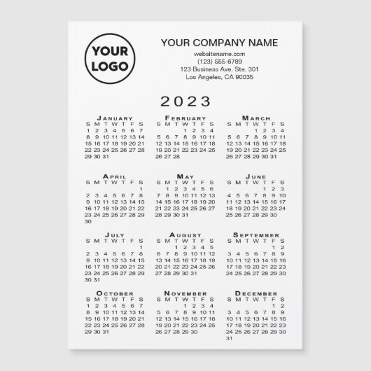 2023 de Van Bedrijfs de Kalender Tekst Witte Magne (Voorkant)