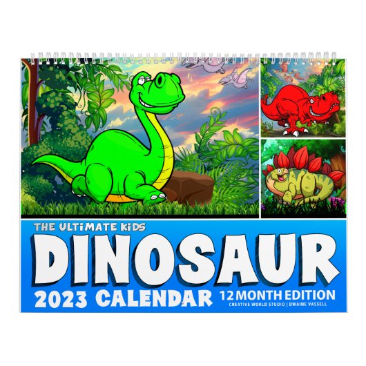 2023 DINOSAUR WORLD CALENDAR: Kinder agenda afdruk Kalender (Hoes)