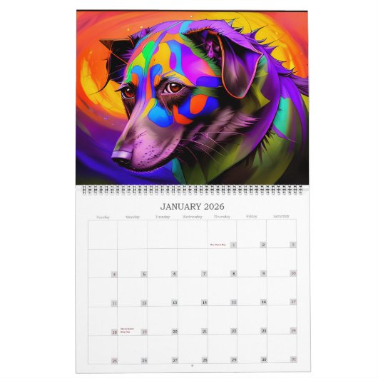 2023 Dog-kalender - kosmische doggo- en papaverkun Kalender (Jan 2026)