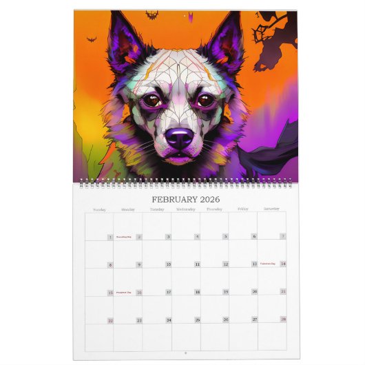 2023 Dog-kalender - kosmische doggo- en papaverkun Kalender (Feb 2026)