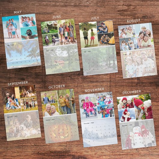 2023 Eenvoudig aangepast fotocollage 4 per maand Kalender