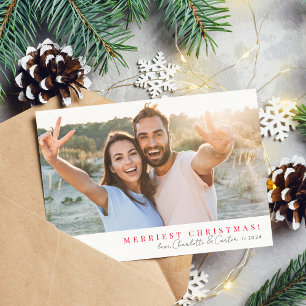 2023 EENVOUDIGE FOTO vrolijke kerst rode kalligraf Feestdagenkaart