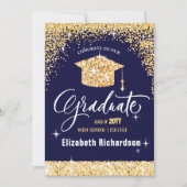 2023 Elegant Calligraphy Gold Glitter Afstuderen Aankondiging (Voorkant)