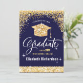 2023 Elegant Calligraphy Gold Glitter Afstuderen Aankondiging (Staand voorkant)