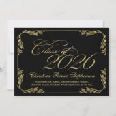 2023 Elegant zwart/Gold Classy formeel Afstuderen Kaart (Voorkant)