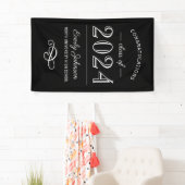 2023 Elegant zwart-wit, aangepast Afstuderen Spandoek (Insitu)