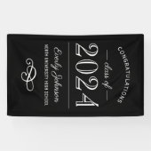 2023 Elegant zwart-wit, aangepast Afstuderen Spandoek (Horizontaal)