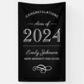 2023 Elegant zwart-wit, aangepast Afstuderen Spandoek (Verticaal)