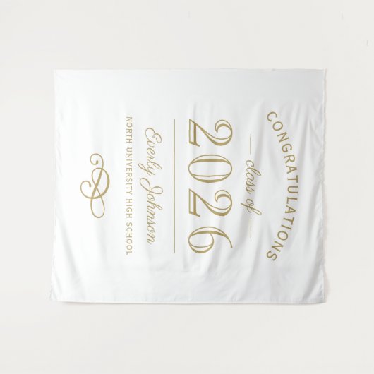 2023 Elegante Gouden Aangepaste Afstuderen Wandkleed (Voorkant (horizontaal))