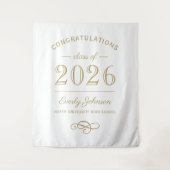 2023 Elegante Gouden Aangepaste Afstuderen Wandkleed (Voorkant)