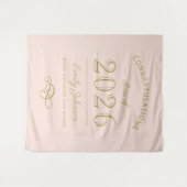 2023 Elegante Roze en Gouden Aangepaste Afstuderen Wandkleed (Voorkant (horizontaal))