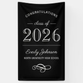 2023 Elegante Zwart en Wit Aangepaste Afstuderen Spandoek (Verticaal)