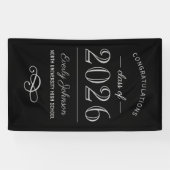 2023 Elegante Zwarte en Grijze Aangepaste Afstuder Spandoek (Horizontaal)