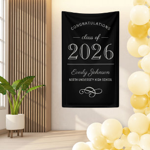 2023 Elegante Zwarte en Grijze Aangepaste Afstuder Spandoek