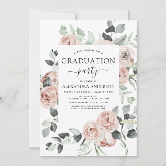 2023 Emerald Green Afstuderen Floral Greenery Kaart (Voorkant)