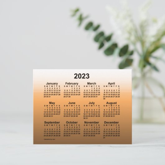 2023 Faded Gold Mini Kalender van Janz Postcard Briefkaart (Staand voorkant)