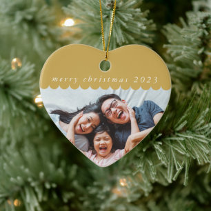 2023 FAMILIE FOTO eenvoudige leuke scallop rand go Keramisch Ornament
