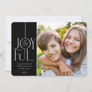 2023 FAMILIE FOTO elegant lettertype modern JOYFUL Feestdagenkaart