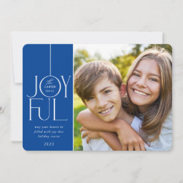 2023 FAMILIE FOTO elegant type modern JOYFUL blauw Feestdagenkaart