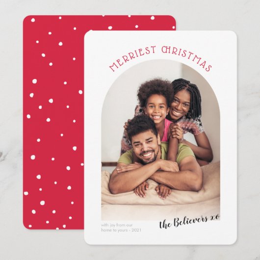 2023 FAMILIE FOTO merriest kerstboog rood Aankondiging (Voorkant / Achterkant)