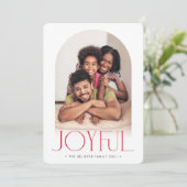 2023 FAMILIE FOTO minimalistische boog JOYFUL rood Aankondiging (Staand voorkant)