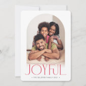 2023 FAMILIE FOTO minimalistische boog JOYFUL rood Aankondiging (Voorkant)