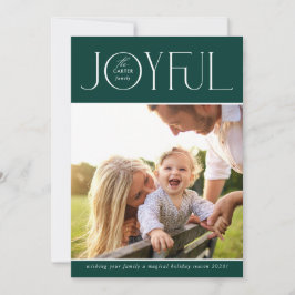 2023 FAMILIE FOTO modern elegant JOYFUL groen Feestdagenkaart